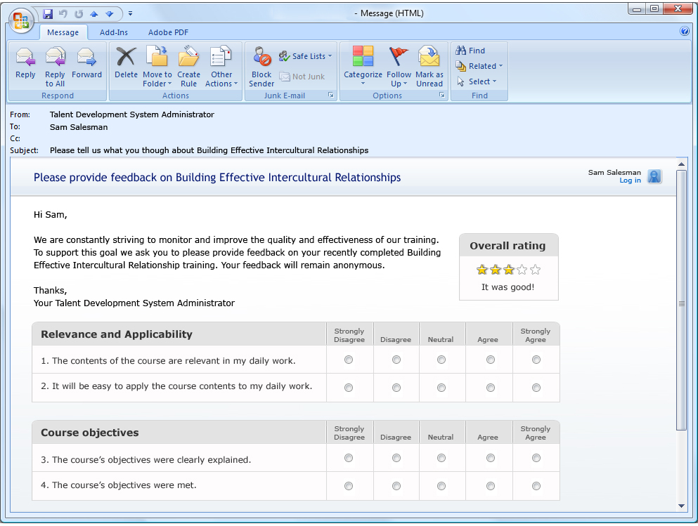 Training Feedback